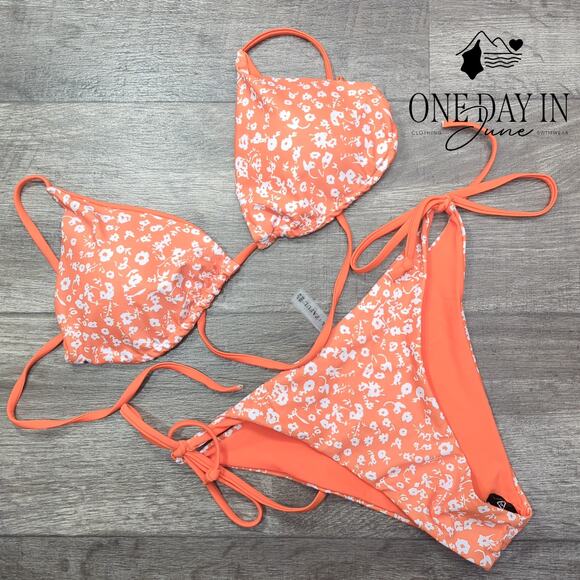 Zaful Floral Tiangle Tie Side Bikini Swimsuit Size L - Picture 3 of 7